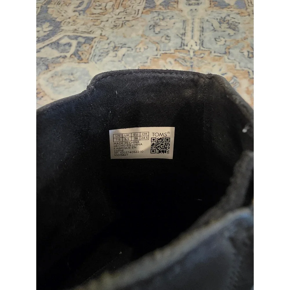 TOMS Women's Size 7.5 Black Leather Marina‎ Heeled Closed Toe Bootie